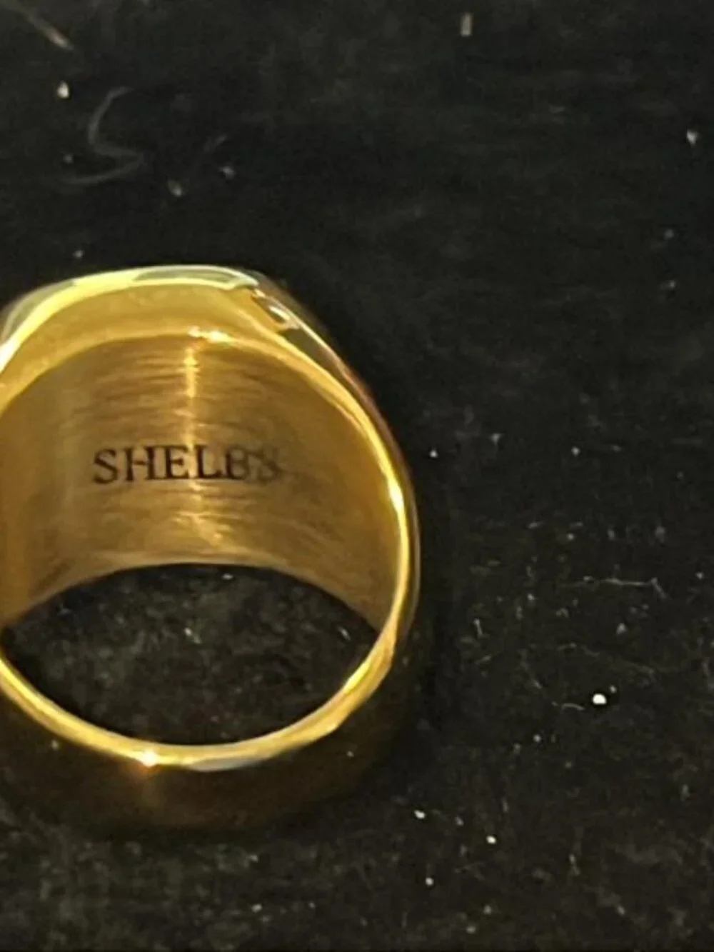 Square Black Large Gold Tone Ring